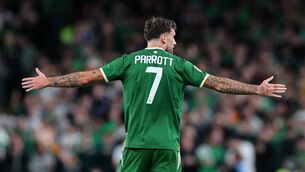 <p>Ireland’s Troy Parrott celebrates scoring his side's first goal. Pic: Ryan Byrne/Inpho</p> <p>Ireland’s Troy Parrott celebrates scoring his side's first goal. Pic: Ryan Byrne/Inpho</p>