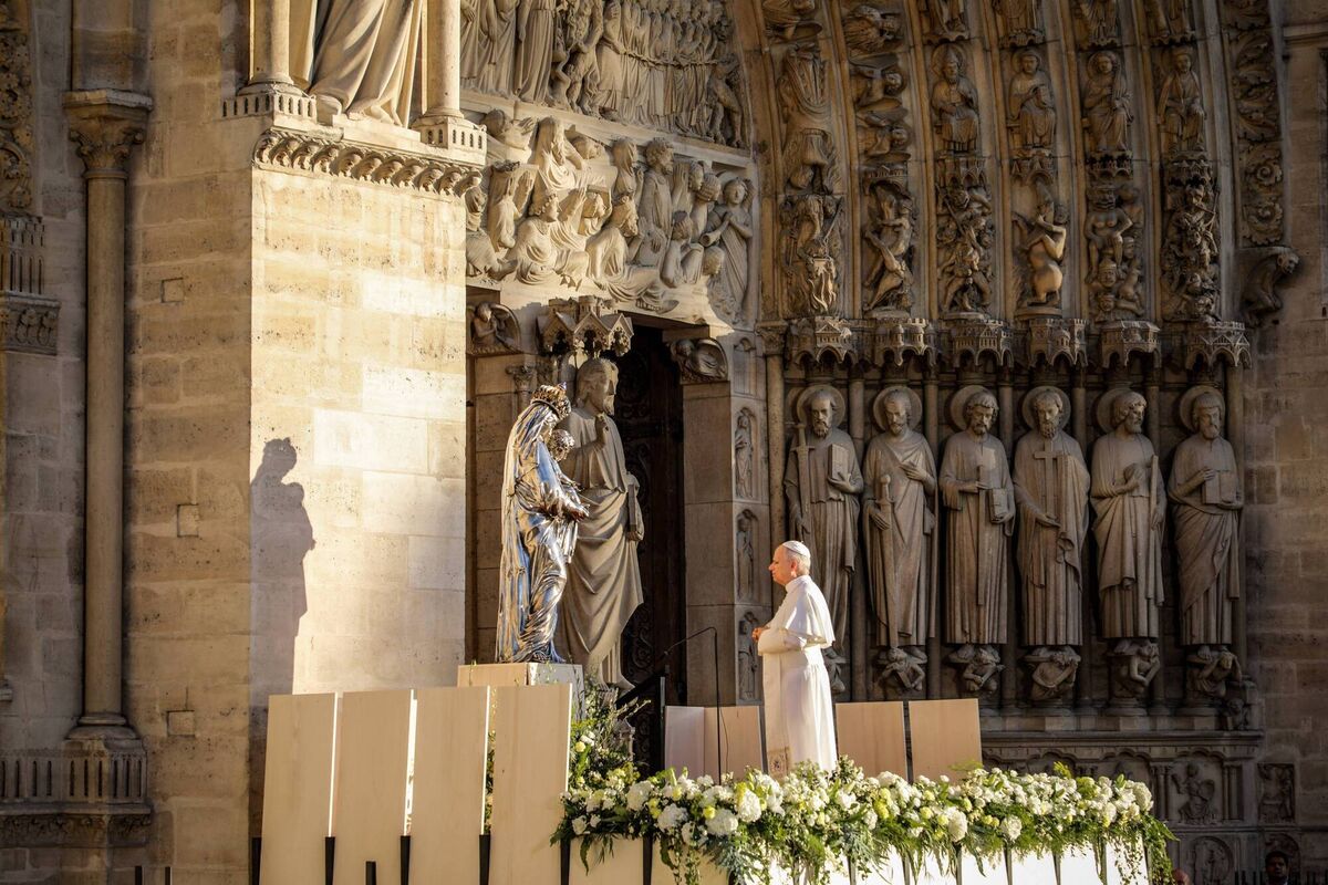 Pope Leo XIV at Notre Dame in Paris in France last month. Picture: Maeva Destombes /Hans Lucas /AFP via Getty Images Pope Leo XIV at Notre Dame in Paris in France last month. Picture: Maeva Destombes /Hans Lucas /AFP via Getty Images