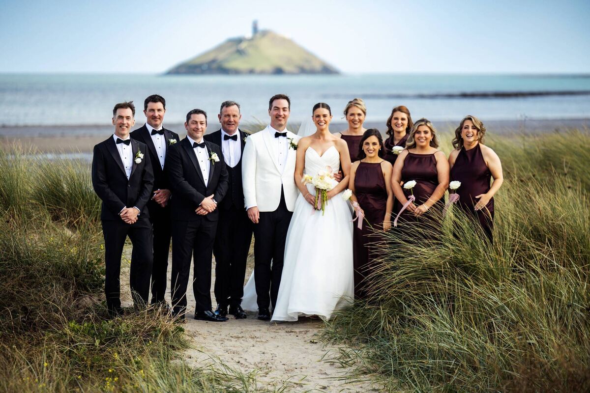Claire Dowling and Mark Geary with their wedding party. Pictures: Matt Brooker Photography