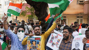 Supporters of the Cockroach Janta Party (Rafiq Maqbool/AP)