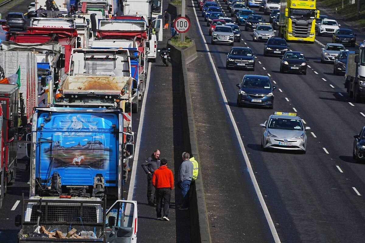 Heavy traffic on Dublin's M50 during April's fuel protests. Picture: Brian Lawless/PA Wire