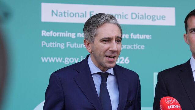 <p>Tánaiste and finance minister Simon Harris said despite the 'significant distortions' from corporation tax timing, the receipts show a positive trend. File picture: Niall Carson/PA</p>