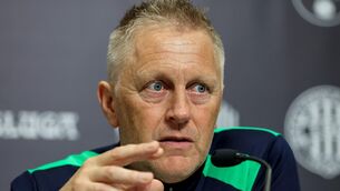 <p>HOT SEAT: Manager Heimir Hallgrímsson attends a press conference at the TSC Arena. Pic: Ryan Byrne/Inpho</p>