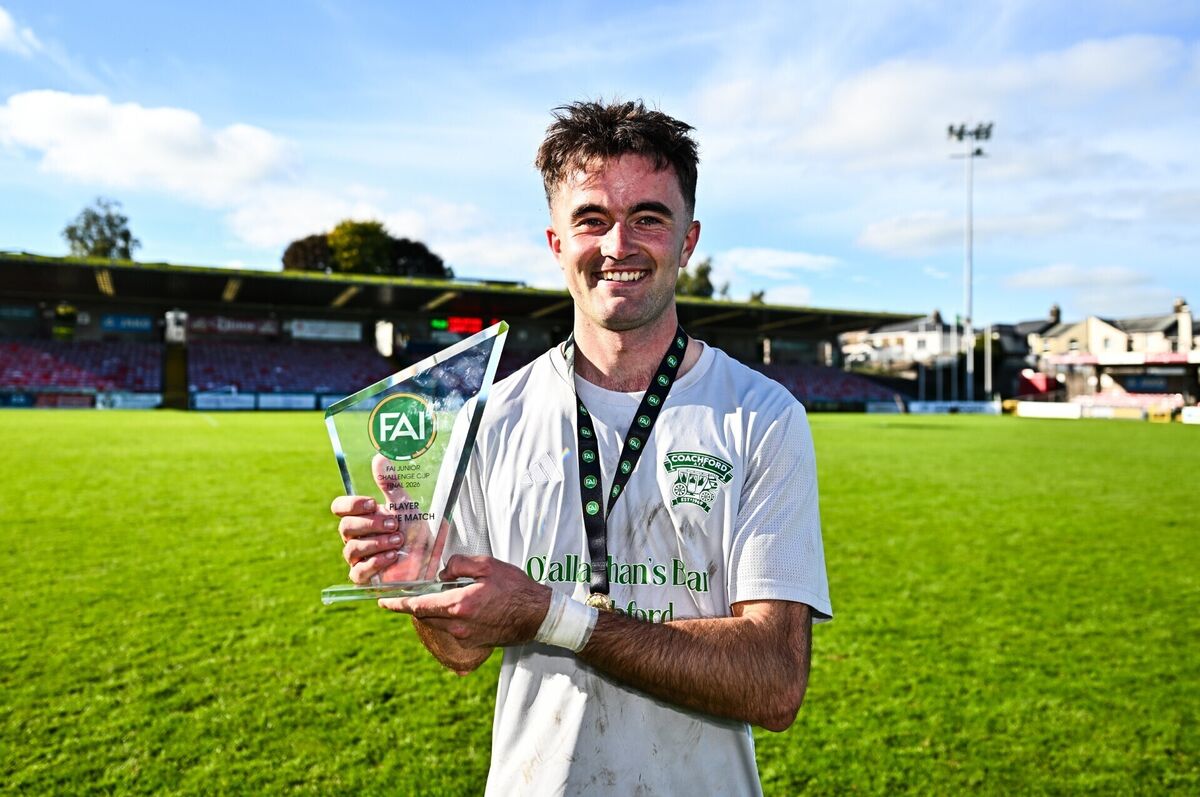 Cialan O'Sullivan of Coachford with his player of the match award after scoring the winner. Pic: Tyler Miller/Sportsfile Cialan O'Sullivan of Coachford with his player of the match award after scoring the winner. Pic: Tyler Miller/Sportsfile