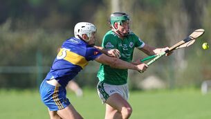 <p> Dave Griffin of Carrigaline tries to win possession from Darragh O'Mahony. Pic: Jim Coughlan.</p> <p> Dave Griffin of Carrigaline tries to win possession from Darragh O'Mahony. Pic: Jim Coughlan.</p>