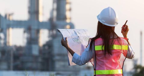 woman engineer and working new project in power plant, Engineer Concept,professional,safety,industry