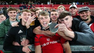 <p>RISING STAR: Munster’s player of the match Charlie O’Shea with friends after the game. Pic: ©INPHO/James Crombie</p> <p>RISING STAR: Munster’s player of the match Charlie O’Shea with friends after the game. Pic: ©INPHO/James Crombie</p>