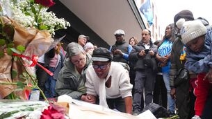 <p>Antoinette Lukeba attends a vigil for Yves Sakila on Henry Street, Dublin. Picture: Brian Lawless/PA Wire</p>