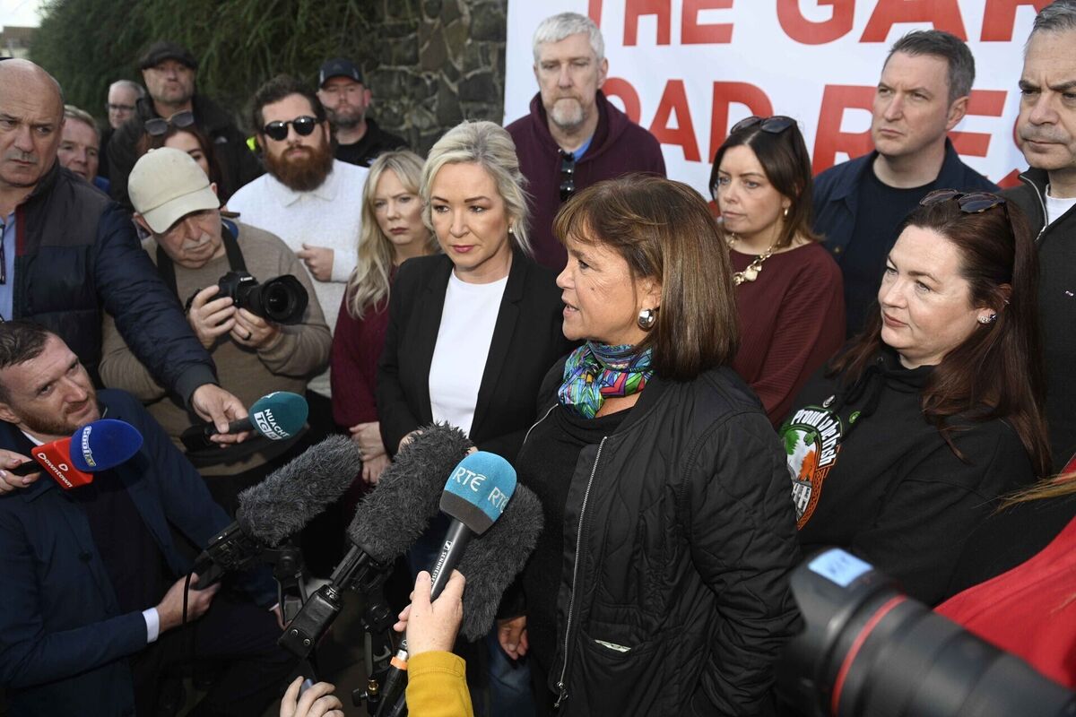 Sinn Féin's Mary Lou McDonald and Michelle O'Neill attend a community event in support of the Garvaghy Road residents in the Drumcree parade dispute. Picture: Mark Marlow/PA Wire Sinn Féin's Mary Lou McDonald and Michelle O'Neill attend a community event in support of the Garvaghy Road residents in the Drumcree parade dispute. Picture: Mark Marlow/PA Wire