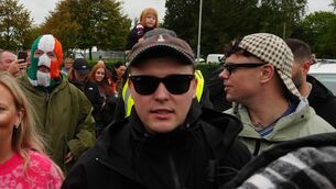 <p>(Centre left to right) Kneecap's DJ Próvaí, Mo Chara and Móglaí Bap at the Drumcree community centre in Portadown. Picture: Brian Lawless/PA Wire</p> <p>(Centre left to right) Kneecap's DJ Próvaí, Mo Chara and Móglaí Bap at the Drumcree community centre in Portadown. Picture: Brian Lawless/PA Wire</p>
