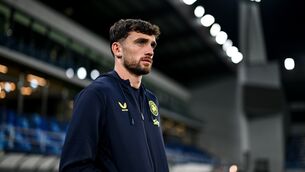 <p>Troy Parrott of Republic of Ireland walks the pitch before the UEFA Nations League B match between the Republic of Ireland and Israel at TSC Arena in Bačka Topola, Serbia. Photo by Stephen McCarthy/Sportsfile</p>