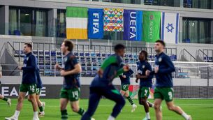 <p>A view of the Ireland and Israel flags during the warm up ahead of the match. Pic ©INPHO/Ryan Byrne</p>