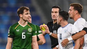 <p>Jayson Molumby of Republic of Ireland argues with Oscar Gloukh of Israel after the final whistle of the UEFA Nations League B match between the Republic of Ireland and Israel at TSC Arena in Bačka Topola, Serbia. Photo by Stephen McCarthy/Sportsfile</p> <p>Jayson Molumby of Republic of Ireland argues with Oscar Gloukh of Israel after the final whistle of the UEFA Nations League B match between the Republic of Ireland and Israel at TSC Arena in Bačka Topola, Serbia. Photo by Stephen McCarthy/Sportsfile</p>
