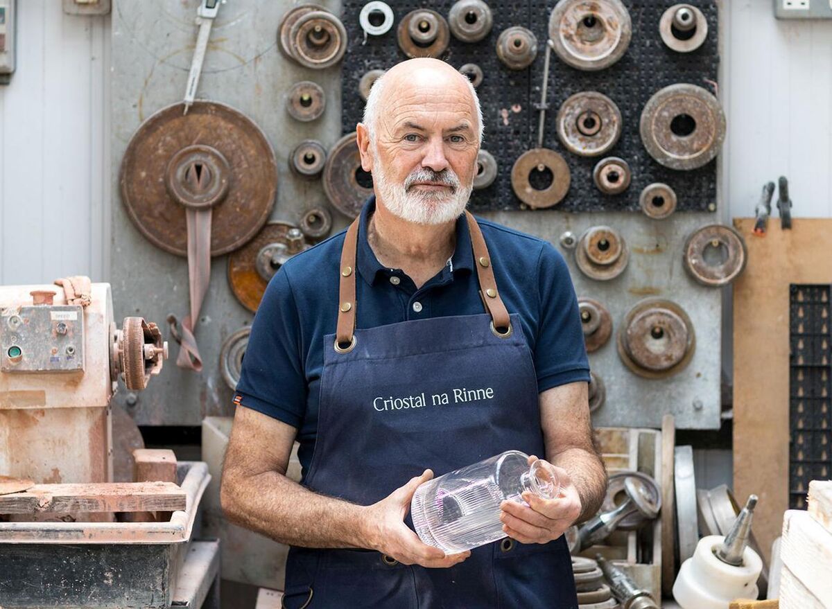 Eamonn Terry, master craftsman in cut crystal, at his Criostal na Rinne studio, Co Waterford. Eamonn Terry, master craftsman in cut crystal, at his Criostal na Rinne studio, Co Waterford.