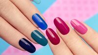 Blue pink manicure.