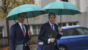 <p>Public expenditure minister Jack Chambers and finance minister Simon Harris. 'The Government will be hoping that initiatives such as the change to the entry point for the higher rate of tax to €46,500, the increase in social welfare payments by €10 and the 79c hike in national minimum wage to €14.94 an hour will make a notable difference to people but, in reality, many will struggle to recall these measures in six months’ time.' Picture: PA</p>