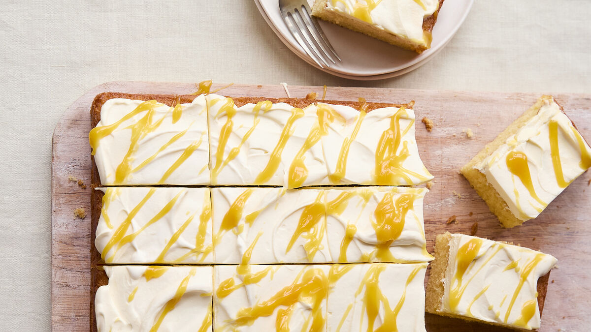 Mary Berry’s lemon and passion fruit traybake