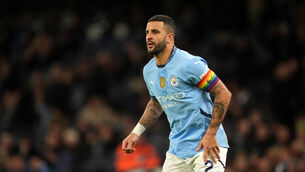<p>Ex-Manchester City right-back Kyle Walker during a Premier League match at the Etihad Stadium.</p>