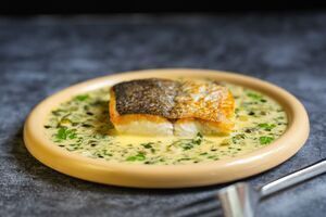 Hake with warm tartar sauce