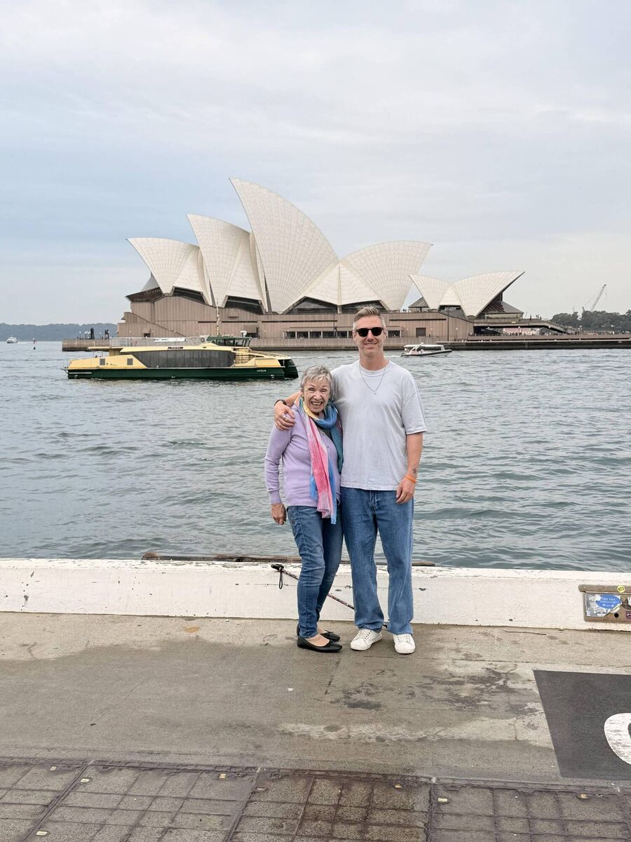 Maura Ward with her son, Johnny, in Sydney 