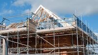 Loading platform made of scaffold system on housing development construction site
