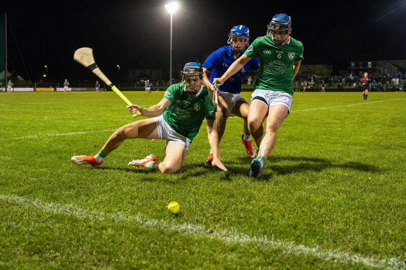 Tense moments in the closing stages of the Cork ETC Premier 2 hurling final between Killeagh and the Barr’s. Pic: Noel Sweeney. Tense moments in the closing stages of the Cork ETC Premier 2 hurling final between Killeagh and the Barr’s. Pic: Noel Sweeney.