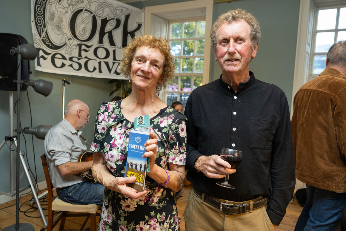 Caitlín Ní Lordáin, Aghada, and Paul Millard, Cork, at the Folk Festival launch.