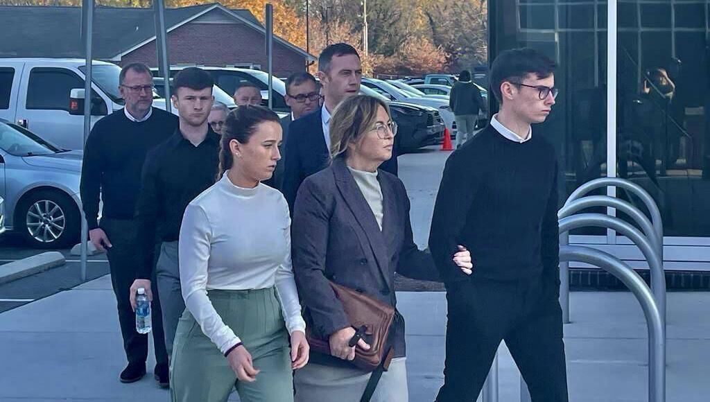 Sarah Corbett, Tracey Corbett Lynch, and Jack Corbett at Davidson County Superior Court in Lexington for the sentence hearing for the killing of Jason Corbett. 
