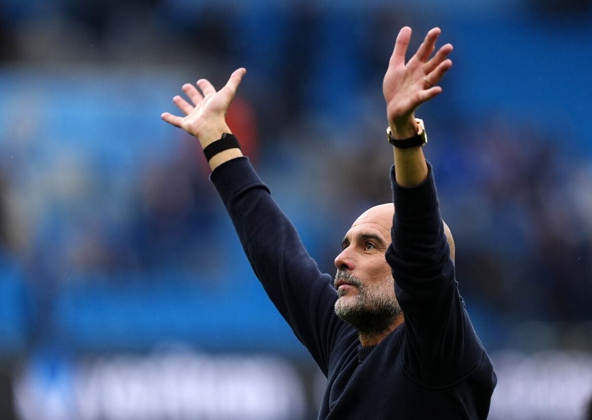 Former Manchester City manager Pep Guardiola is expected to be in attendance at Anfield on Sunday. Pic: Martin Rickett/PA Wire Former Manchester City manager Pep Guardiola is expected to be in attendance at Anfield on Sunday. Pic: Martin Rickett/PA Wire