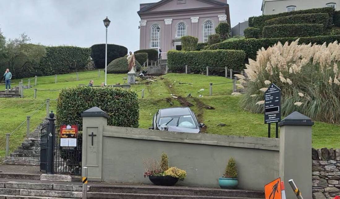 Emergency services at scene after car driven down pedestrian steps in ...