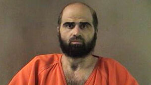 FILE – This undated photo provided by the Bell County Sheriff’s Department shows former Army psychiatrist Maj. Nidal Hasan (Bell County Sheriff’s Department via AP, File)
