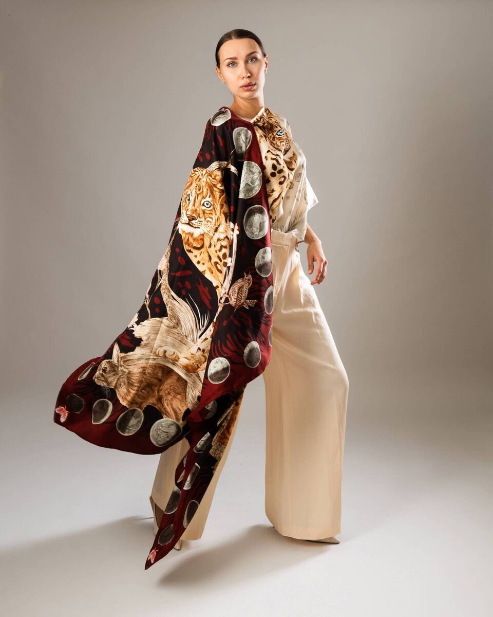 Original Celtic Tiger oversized silk scarf from Georgina O’Hanlon Illustration, €220.