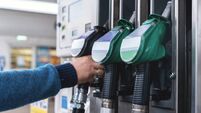 Refueling at a modern gas station with green fuel pumps and a customer filling their vehicle in a well-lit, organized space duri