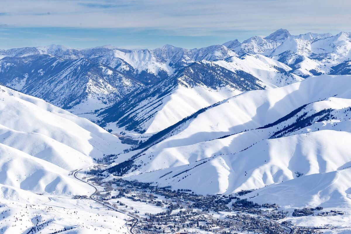 Snow capped mountains at Sun Valley Ski Resort in Ketchum, Idaho