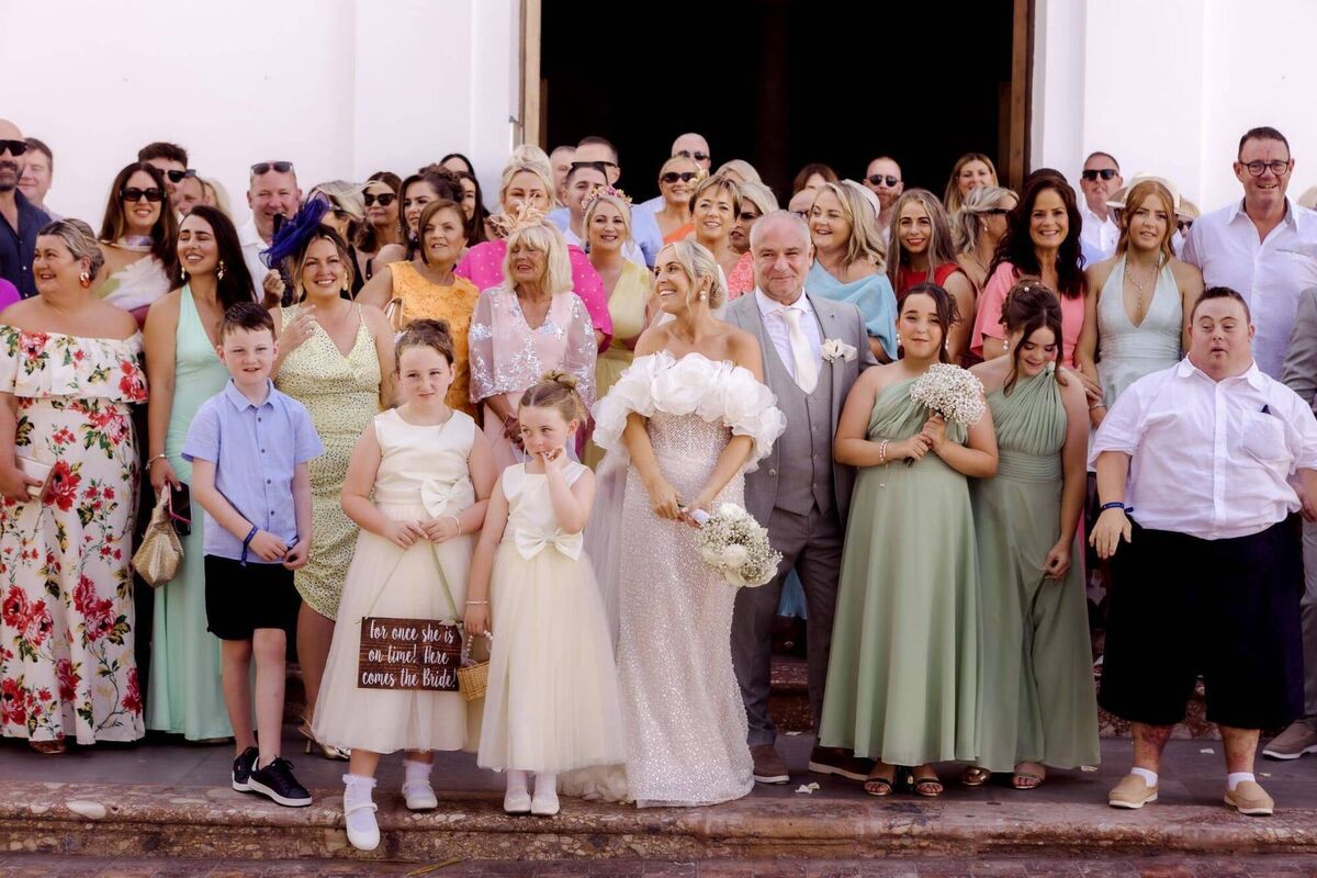Eighty-three friends and family members celebrated with Orla Rall and Damien Long in Nerja, Spain.
