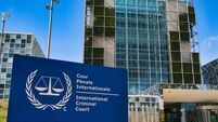 Hague, Netherlands - Apr 20 2026: International Criminal Court entrance and sign before a modern glass facade in The Hague Nethe