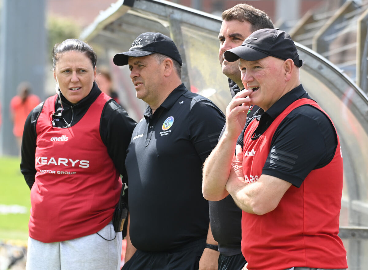 Cork manager Ger Manley (right) with selectors Sean Crowley, James Nyhan and Gemma O'Connor All-Ireland Senior Camogie Championship match against Waterford. Pic: Eddie O'Hare Cork manager Ger Manley (right) with selectors Sean Crowley, James Nyhan and Gemma O'Connor All-Ireland Senior Camogie Championship match against Waterford. Pic: Eddie O'Hare