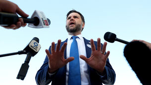 US vice president JD Vance speaks to members of the media at Cincinnati/Northern Kentucky International Airport (Samuel Corum/AP)