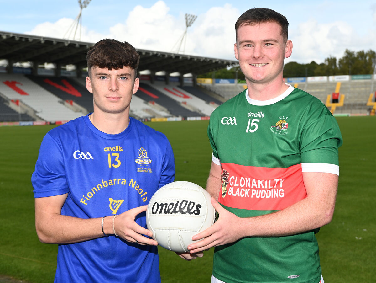 John Wigginton-Barrett from St. Finbarr's who play Clonakilty with Conor Daly in the McCarthy Insurance Group Premier SFC semi- final at SuperValu Páirc Uí Chaoimh. Pic: Eddie O'Hare John Wigginton-Barrett from St. Finbarr's who play Clonakilty with Conor Daly in the McCarthy Insurance Group Premier SFC semi- final at SuperValu Páirc Uí Chaoimh. Pic: Eddie O'Hare