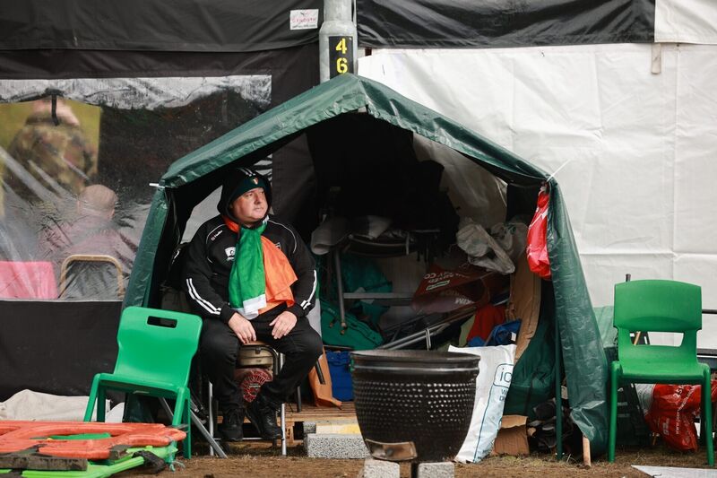 A protester at the Garvaghy Road residents' protest camp in Portadown, Co Armagh. Picture: Liam McBurney/PA Wire