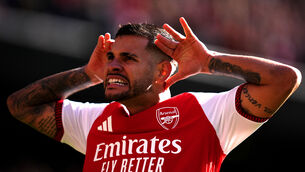 <p>Arsenal's Bruno Guimaraes celebrates scoring his side's second goal.</p> <p>Arsenal's Bruno Guimaraes celebrates scoring his side's second goal.</p>