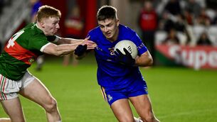 <p>CLOSE CONTEST: Dylan Quinn defends for the Barrs while under pressure at Pairc Ui Chaoimh. Pic: Larry Cummins</p> <p>CLOSE CONTEST: Dylan Quinn defends for the Barrs while under pressure at Pairc Ui Chaoimh. Pic: Larry Cummins</p>