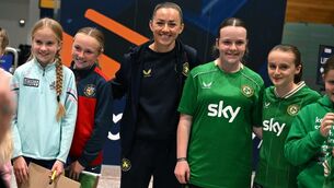 <p>Katie McCabe pictured with supporters as the Republic of Ireland women's squad travel to Cork ahead of the 2027 FIFA Women’s World Cup Qualifying Round 1 play-off, second leg, between the Republic of Ireland and Kazakhstan on Tuesday, October 13th at Páirc Uí Chaoimh. Photo by Shauna Clinton/Sportsfile</p> <p>Katie McCabe pictured with supporters as the Republic of Ireland women's squad travel to Cork ahead of the 2027 FIFA Women’s World Cup Qualifying Round 1 play-off, second leg, between the Republic of Ireland and Kazakhstan on Tuesday, October 13th at Páirc Uí Chaoimh. Photo by Shauna Clinton/Sportsfile</p>