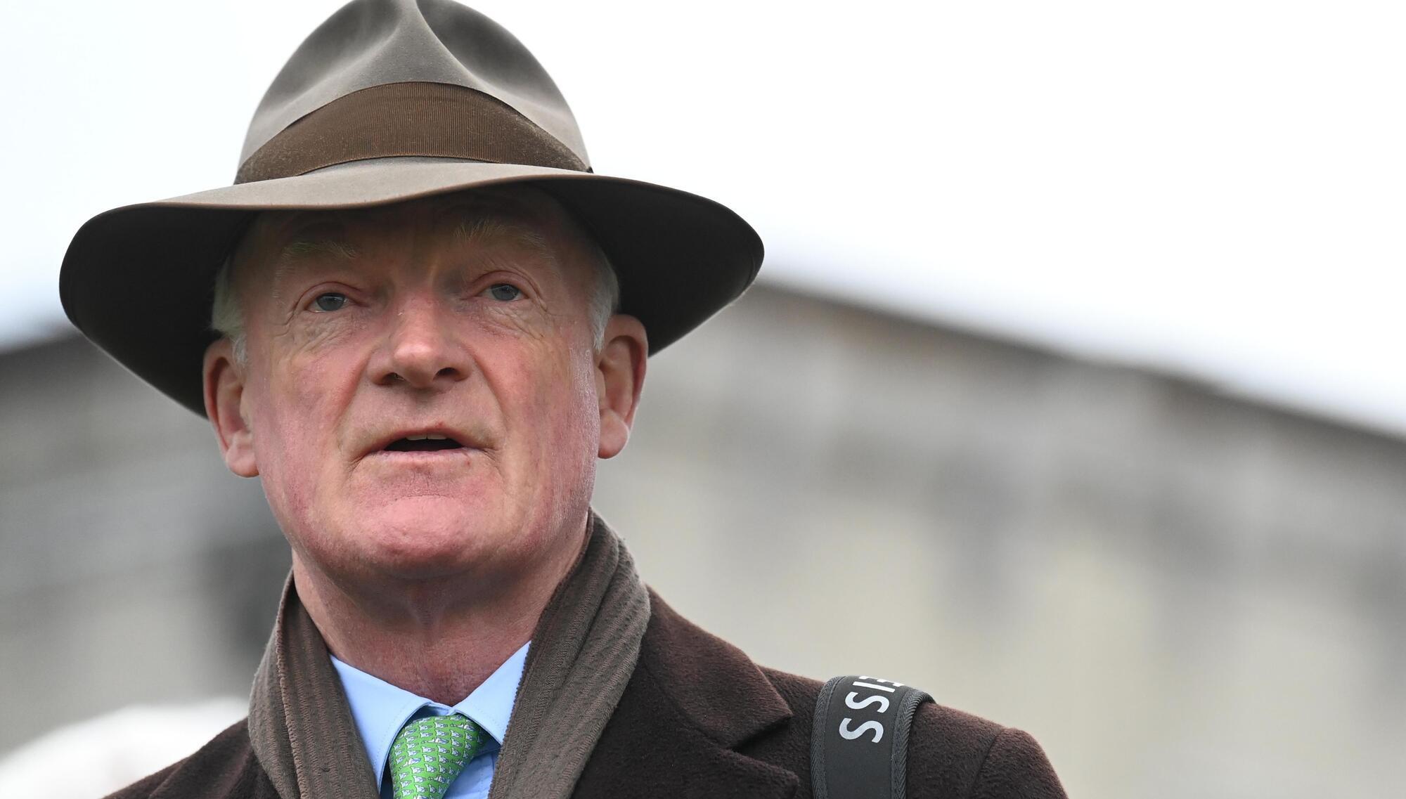 Trainer Willie Mullins watches Final Demand win the Faugheen Novice Steeplechase (Grade 1) in Limerick on the big screen at Leopardstown