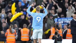 <p>Manchester City's Erling Haaland celebrates in front of the fans following victory after the final whistle in the Premier League match at Anfield. Pic: Peter Byrne/PA Wire. </p> <p>Manchester City's Erling Haaland celebrates in front of the fans following victory after the final whistle in the Premier League match at Anfield. Pic: Peter Byrne/PA Wire. </p>