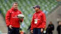 Munster’s assistant coaches Anthony Foley and Jacques Nienaber 8/10/2016