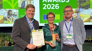 <p>Mallow organic farmer Kay O'Sullivan won the accolade at the EU Organic Awards in Brussels. Picture: Organic Trust</p> <p>Mallow organic farmer Kay O'Sullivan won the accolade at the EU Organic Awards in Brussels. Picture: Organic Trust</p>