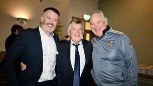 <p>Donal Óg Cusack, Babs Keating of Tipperary and Tomas Mulcahy at Patrick Horgan's book launch at Glen Rovers hurling club last week. Picture: Larry Cummins</p>