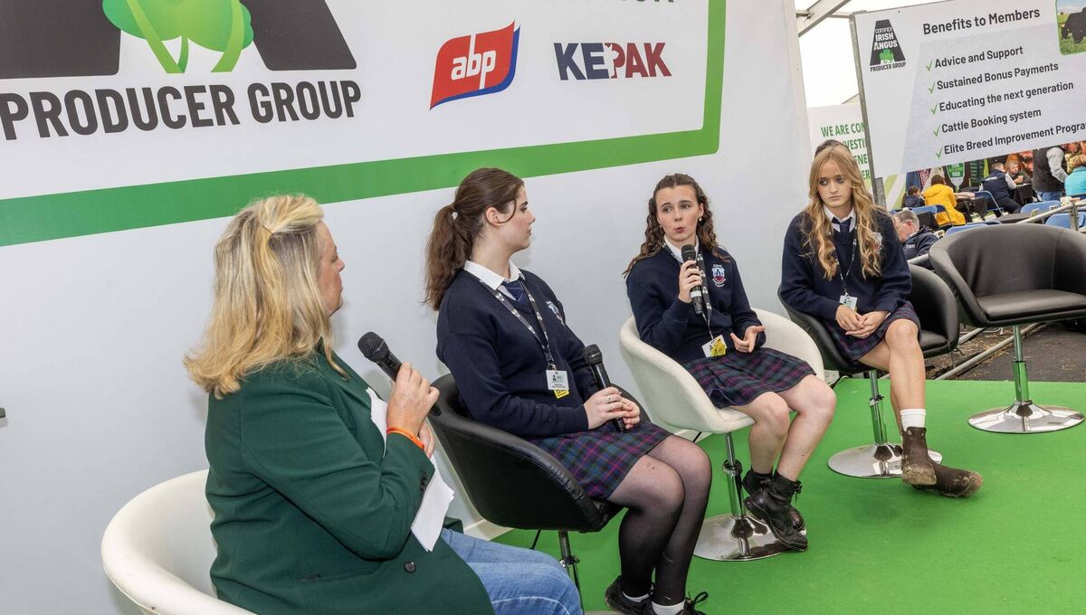 The Abbey Community College team being interviewed by Suzanne Campbell at the Ploughing last year.