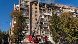 <p>A residential building burns following a Russian air attack in Kharkiv, Ukraine, Monday, Oct. 12, 2026. Picture: AP Photo/Andrii Marienko</p> <p>A residential building burns following a Russian air attack in Kharkiv, Ukraine, Monday, Oct. 12, 2026. Picture: AP Photo/Andrii Marienko</p>